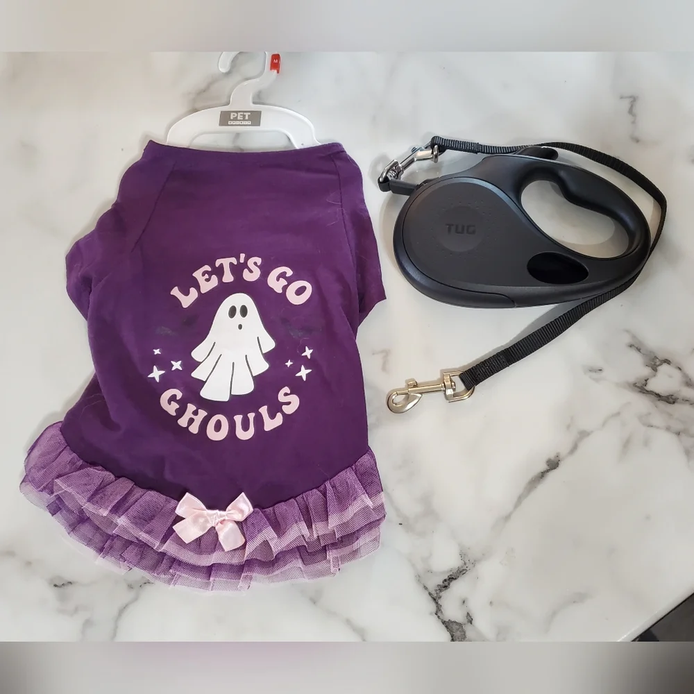Let's Go Ghouls Shirt & Retractable Leash Dog bundle